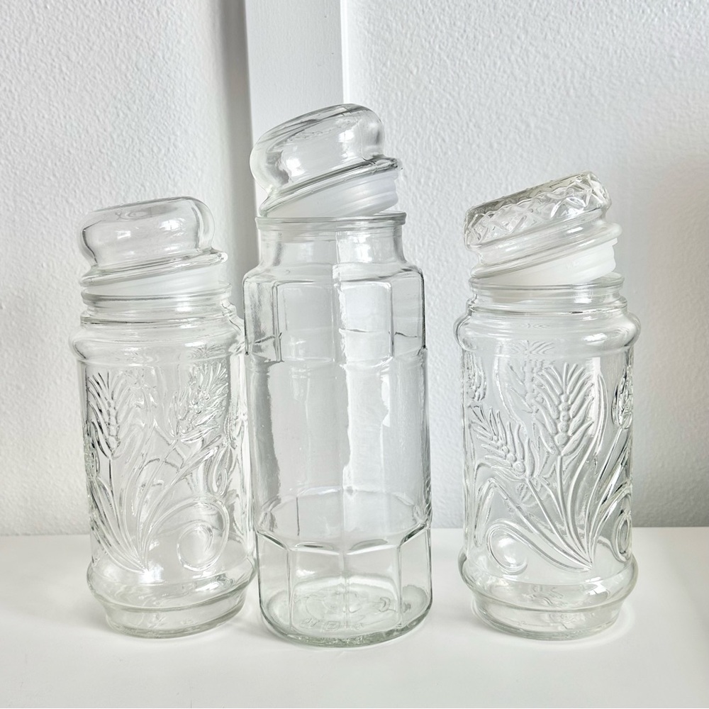 (3) 1980s Planters Peanuts Anchor Hocking Glass Jars Vintage Storage Rare HTF - Picture 9 of 16